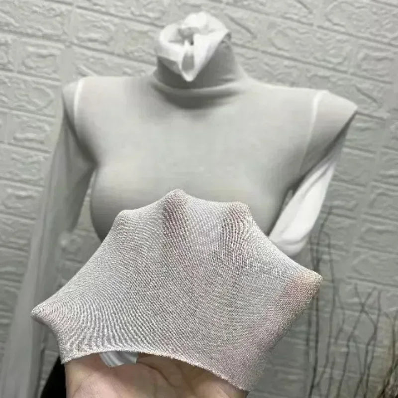 Slim High Quality Plain T Shirt Women Cotton Elastic Basic Female Tops Long Sleeve Sexy Thin T-shirt see through