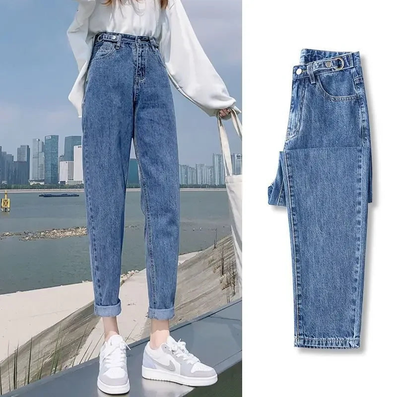 High-waisted Jeans Women's Loose-fit Nine-point Harem Trousers