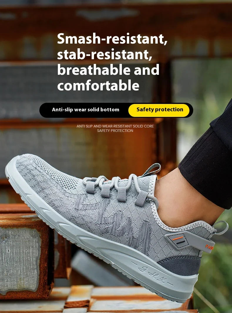 Light Breathable Sneaker Safety Shoes Steel Toe Shoes for Men Anti-slip Anti-impact Anti-puncture Outdoor Work Security Shoes