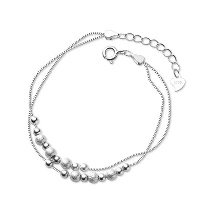 Fashion Double Box Chain for Women Frosted Ball and Light Beads Sterling Silver 925 Bracelet Fine Jewelry 2020 Design