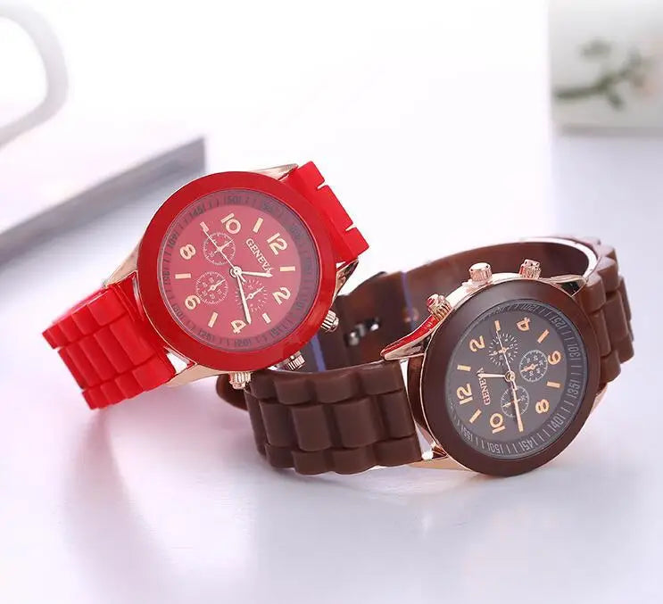 Famous Brand Geneva Ladies Fashion Watch Male and Female Student Silicone Quartz WristWatch Clock Wholesale Relogio Feminino