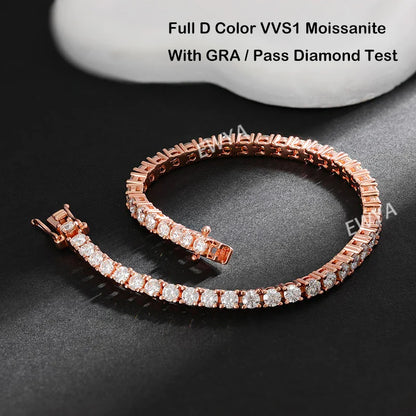 Hidden Spring Buckle Full Moissanite Tennis Bracelet D Color 2/2.5/3/4/5mm Lab Diamond Link Bracelets For Women Man Gift