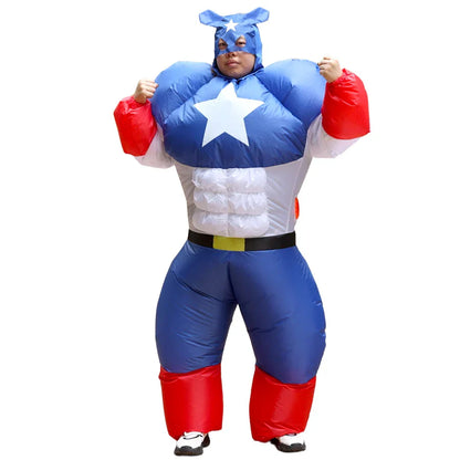 Adult Thick US Team Inflatable Suit Green Muscle Style Cosplay Stage Performance Costume
