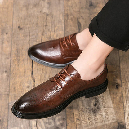 Luxury Men Brogue Dress Shoes Men Suit Casual Shoes Formal Business Leather Shoes Men Brown Wedding Italian Banquet Shoe Size 46