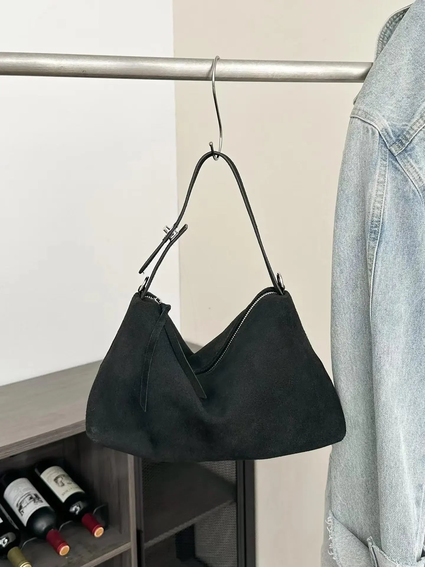 Genuine Leather Fashion Autumn Winter Boston Tote Soft Matte Suede Cow Leather Women's Handbag Shoulder Crossbody Bag For Women