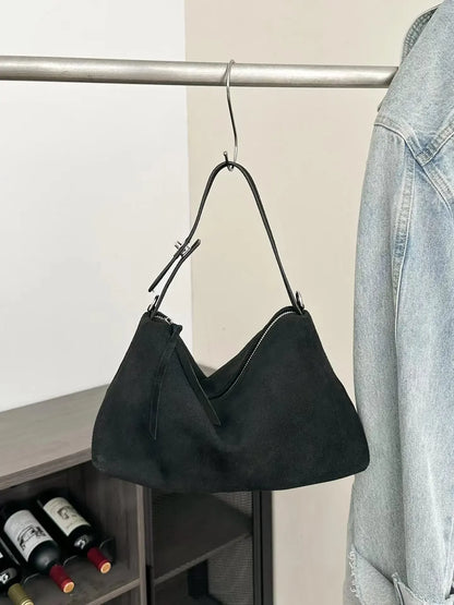Genuine Leather Fashion Autumn Winter Boston Tote Soft Matte Suede Cow Leather Women's Handbag Shoulder Crossbody Bag For Women