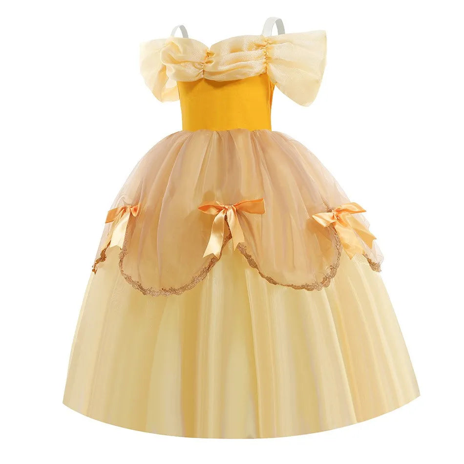2025 Belle Costume for Girl Carnival Party Princess Dress Children Deluxe Beauty Ball Gown Kids Anna Belle Cosplay Elegant Dress