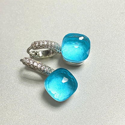 Classic Candy Color Earrings Inlay Transparent Zircon 27Colors Crystal Earrings Platinum Plated Fashion Jewelry For Women