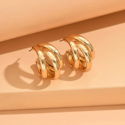 New Elegant Women Dangle Earrings C-shaped Painting Girls Hoop Earrings Flannelette Geometric Statement Earrings pendientes