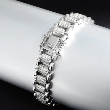 2024 Original Full 1mm D Color Moissanite Diamond Cuban Link Bracelet For Men Women Unisex 925 Silver 10mm Wrist Bracelets