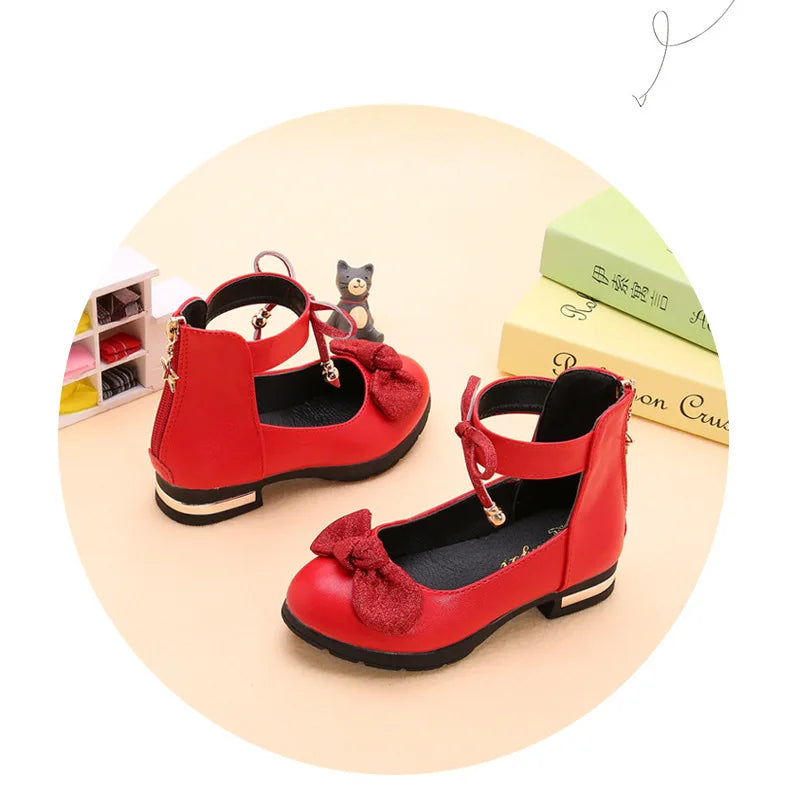2026 Shiny Bow Stage Elegant Comfortable Catwalk Fashion Spring/summer Students Baby Girls Princess Shoes Cute Kids Sandals