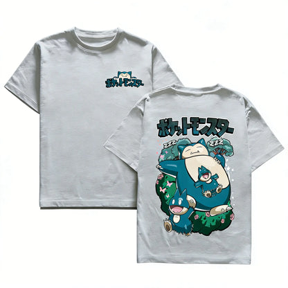 Anime Cotton Graphic T Shirt Men Women 2026 Summer Y2k Short Sleeve Tee Casual Tops Snorlax Kawaii Streetwear Fashion
