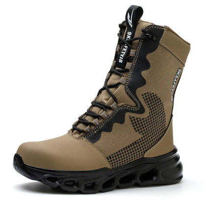 Indestructible Work Boots Men Steel Toe Shoes  High-Top Boots Anti Puncture Non Slip Work Shoes Wear-resisting Safety Shoes