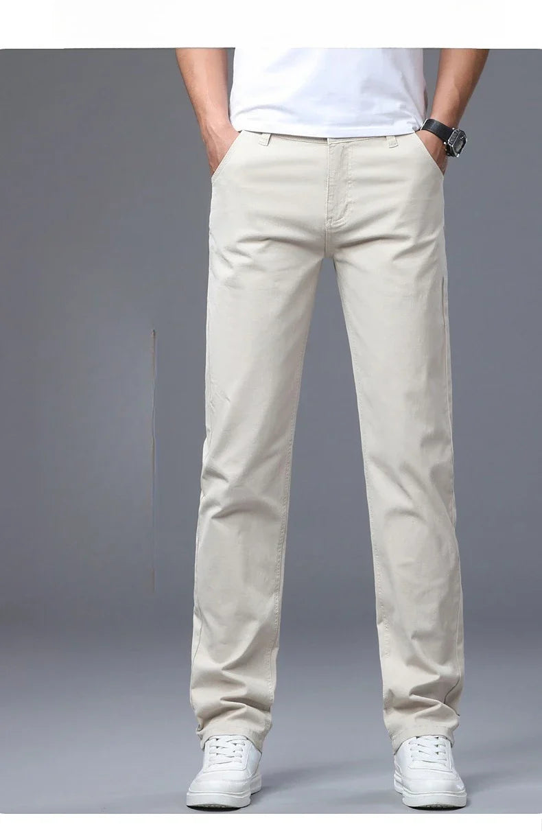 Men's Straight Leg Jeans Slim Fit Stretch Comfort Denim Pants Korean Casual Fashion Minimalist Business Male Daily Trousers