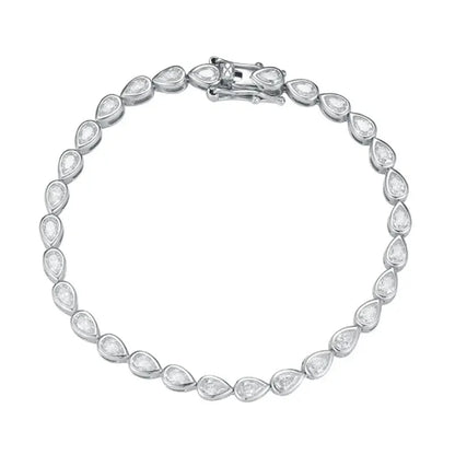 D VVS1 Pear Cut Moissanite Tennis Bracelet Diamond GRA s925 Sterling Silver 18k Dainty Tennis Bracelets for Women Man