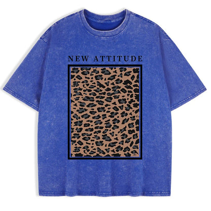 Cotton Washed T-shirt for Women New Attitude Fashion Leopard Prints Tops Loose O-Neck Oversized Short Sleeve Y2k Female Clothes