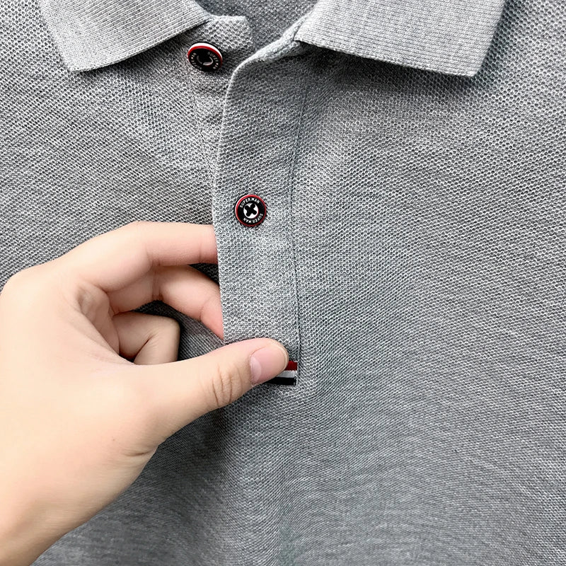 100% pure cotton short sleeve high-end brand cartoon dog embossed men's T-shirt summer new Korean casual breathable polo shirt