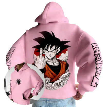 Retro Anime Hoodie, Japanese Style Goku Print Men's Pure Cotton Hoodie, Casual Loose Sports Daily Version
