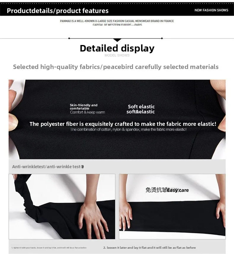 Slim Fit Mens Trousers 4-Way Stretch, Wrinkle Free Formal Office Pants, Breathable Thin Dress Pants for Business Travel Wedding