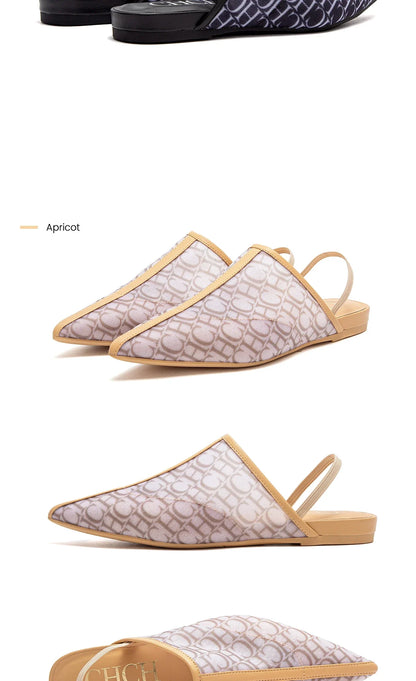 Pointed Toe Slippers Luxury Branded Casual Shoes Flat Strappy Home Outdoor Beach Walking Shoes