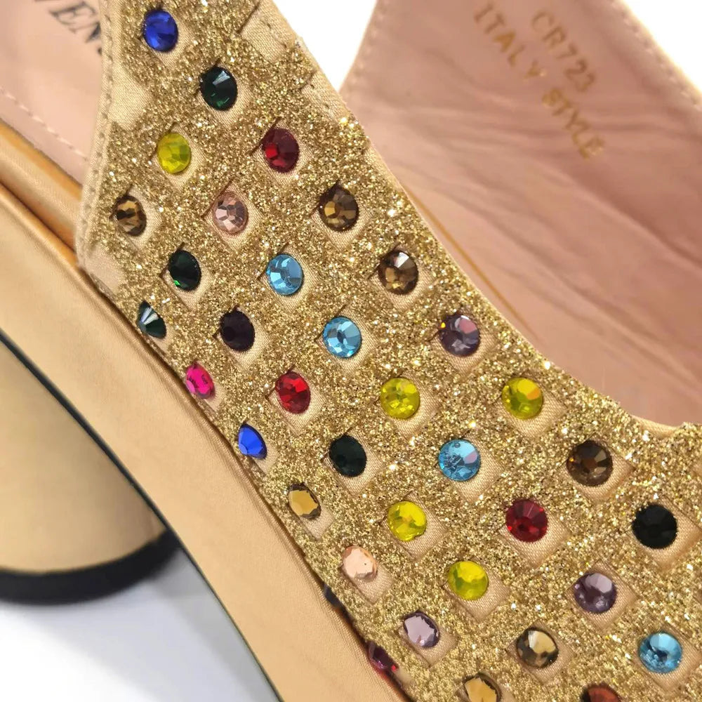 Gold Party Shoe and Bag for Wedding Italy Style Matching Shoes and Purse Set for Bride Bridal High Heels Sandals Bag