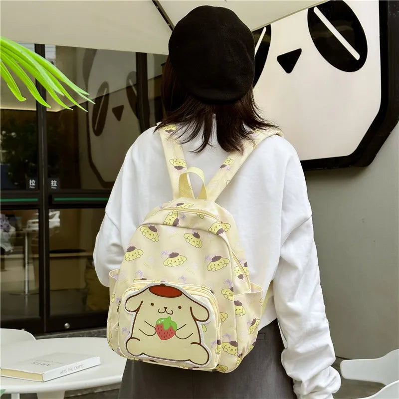 Anime Cartoon Kuromi Melody Cinnamoroll Backpack Boys Girls Cartoon Hello Kitty Kawaii Canvas Fashion Children's Schoolbag