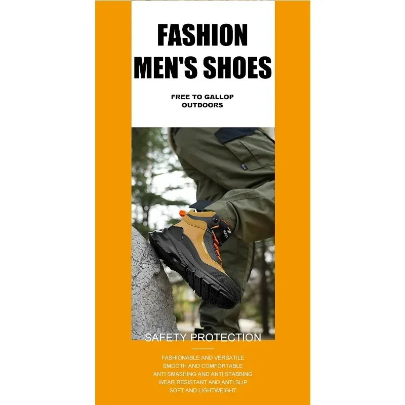 Anti Splash Water Safety Shoes Men Wear Resistant Work Boots Steel Toe Shoes Puncture-Proof Protective Shoes Security Sneakers