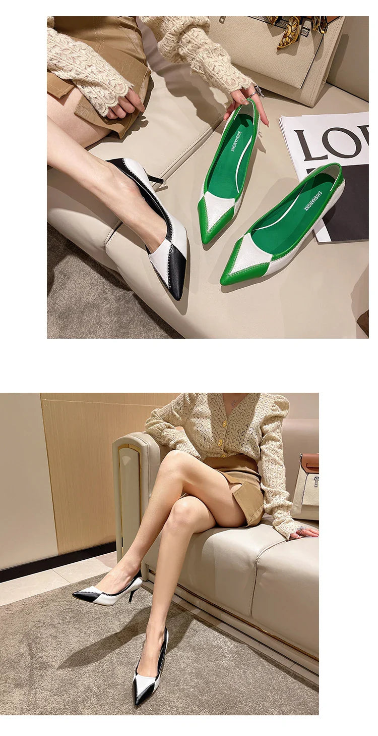 Verão Novas Sandálias Femininas de Bico Fino com Salto Agulha Sapatos Femininos de Salto Alto para Banquetes e Festas Sapatos de Casamento da Moda Scarpins 6,5-9cm