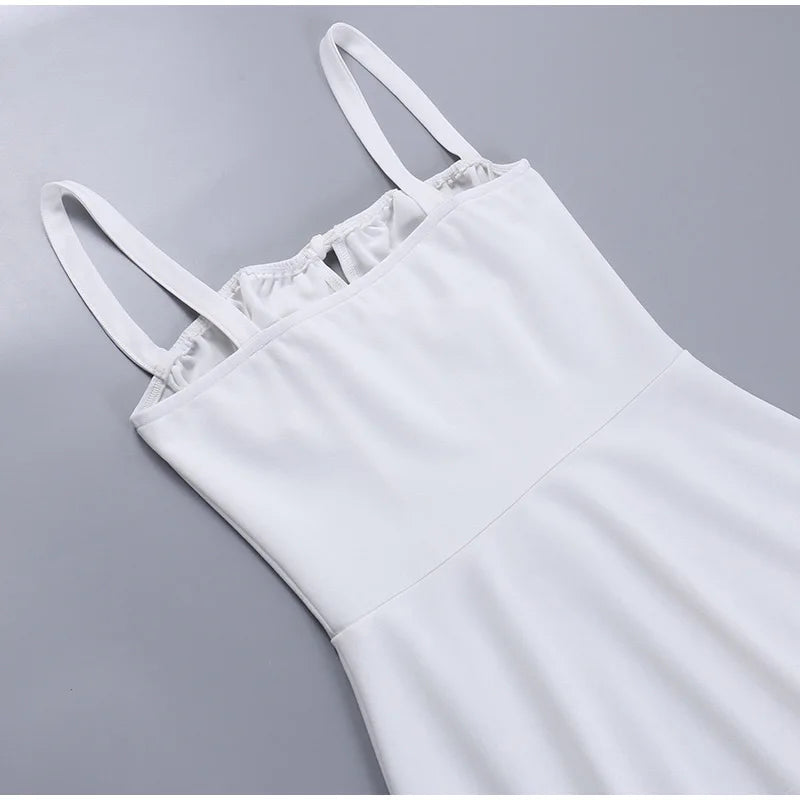 Strapless Suspender Dress Women Solid Lace Up White Pink Short Dresses 2023 Summer Casual Female Party Club Vestidos