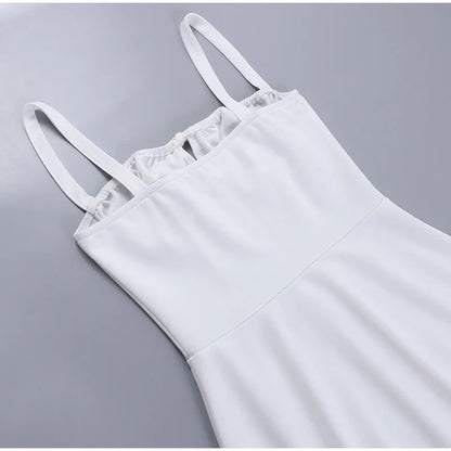 Strapless Suspender Dress Women Solid Lace Up White Pink Short Dresses 2023 Summer Casual Female Party Club Vestidos