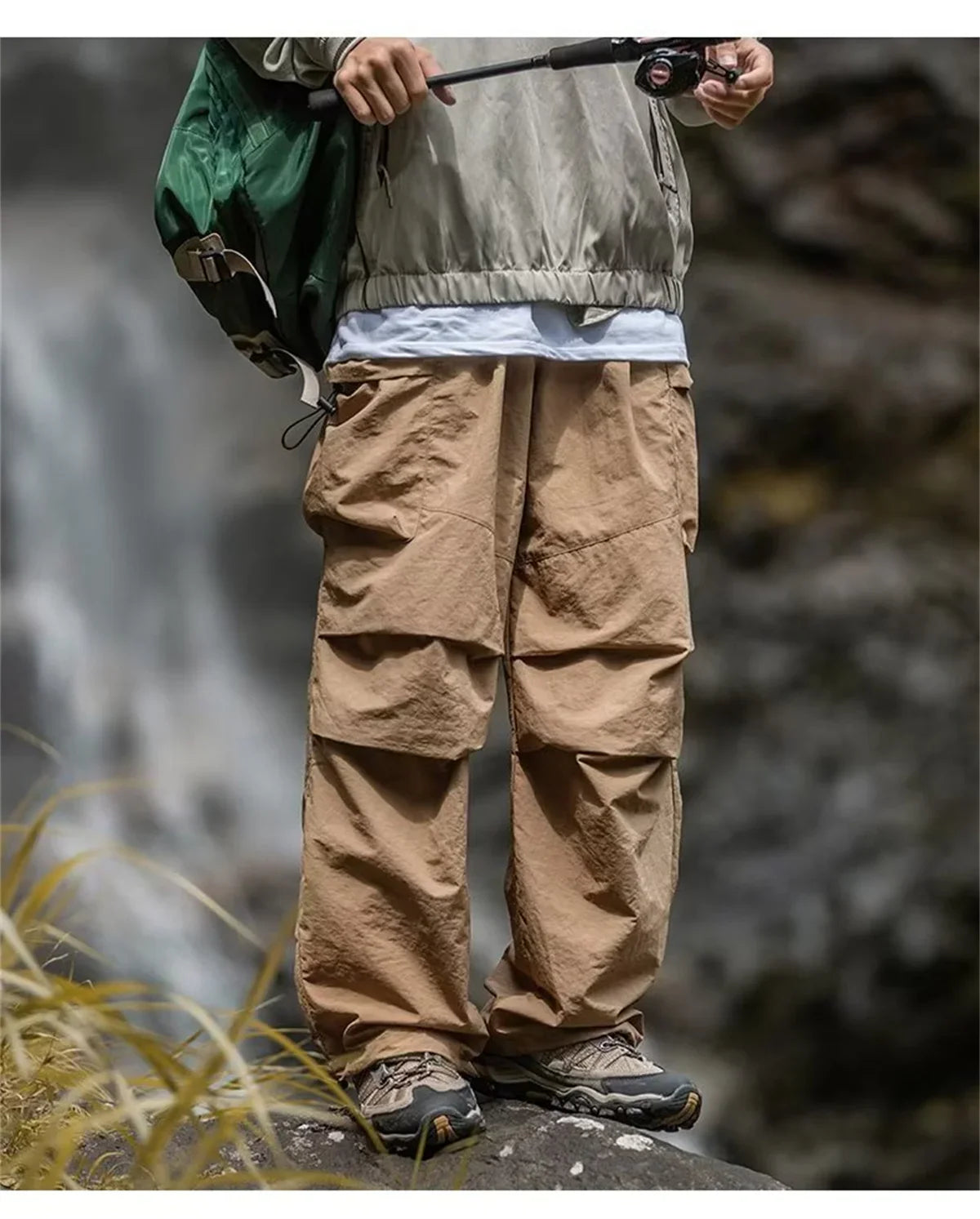Korean Style Overalls Men's Japan Fashion Retro High Street Casual Fashion Tactical Pants Multi-pockets Parachute Casual Pants