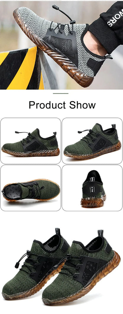 Summer Steel Toe Cap Safety Work Shoes for Men Anti Smashing Anti Puncture Hollow Out Light Breathable Sneaker Women Boots