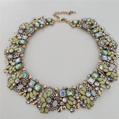 2025 New Fashion Crystal Rhinestones Large Collar Choker Necklace Earrings Women Jewelry Sets Indian Statement Wedding Necklace