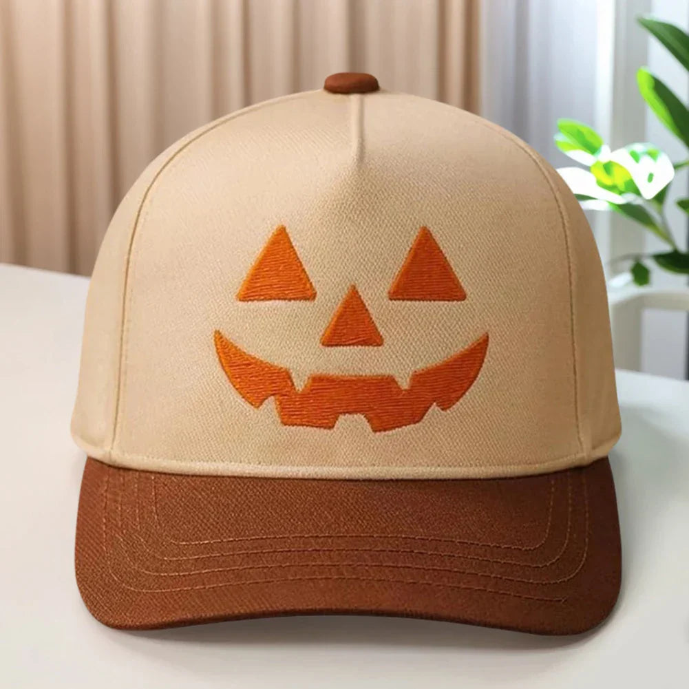 Halloween Unisex Baseball Hat for Women Men Pumpkin Embroidery Baseball Cap for Outdoor Activities Like Hiking Fishing
