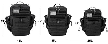 35L Tactical Backpack Small Athlete Gym Bag for Men/Women Qutdoor Travel Hiking Molle Rucksack with Bottle Holder