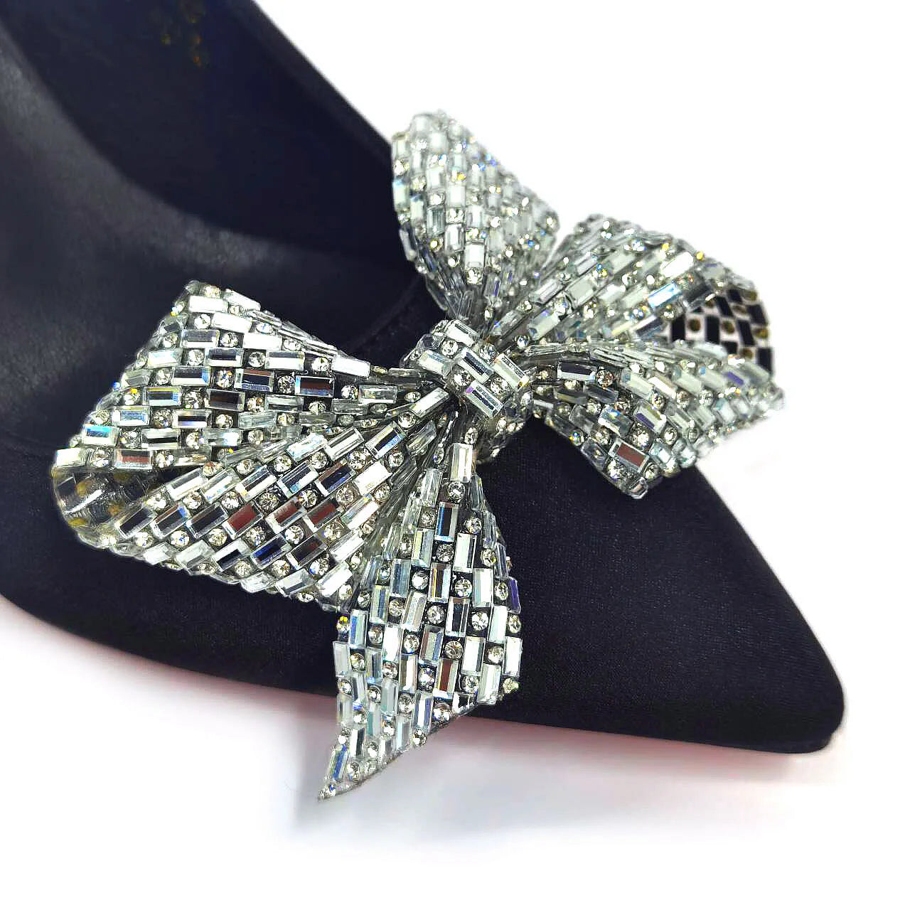 Italian Design Elegant Fuchsia Bow Rhinestone Pumps with Pointed Toe for Women 2024 Party Shoes and Bags Matching Set