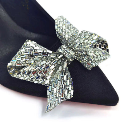 Italian Design Elegant Fuchsia Bow Rhinestone Pumps with Pointed Toe for Women 2024 Party Shoes and Bags Matching Set