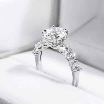 3.2CTTW Full Moissanite Wedding Rings for Women 7 Stones Sparkling Lab Diamond Band with Certificate S925 Sterling Silver