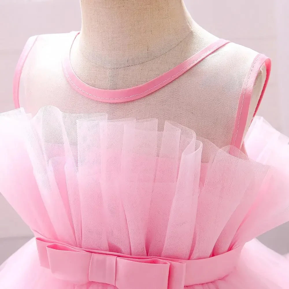 Baby Yellow Dress For Girls Kids Wedding Bridesmaid Dresses Toddler Tulle Birthday Princess Party Dress Infant Outfits Vestidos