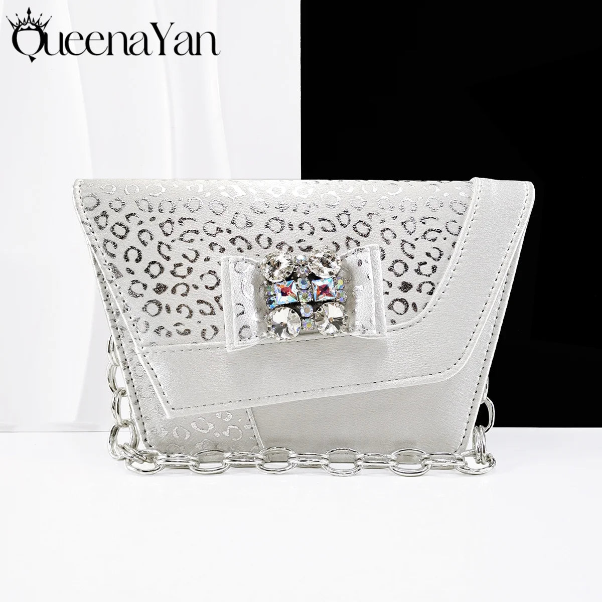 Shiny Italian Fashion Pointed Toe Women Heel Fashion Rhinestone Decoration Pink Color Shoes And Bag Set