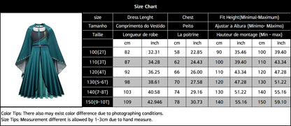 Frozen Coronation Anna Princess Girls Cosplay  Long Sleeve Costume Carnival Party Kids Cloak Clothes Birthday Print Dress