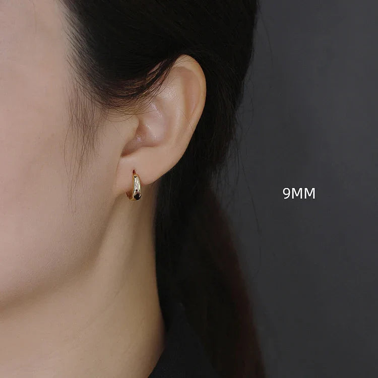 100% 925 Sterling Silver 18K 6/7/8/9/10mm Round Hoop Earrings for Women Classic Fine Jewelry Minimalist Accessories