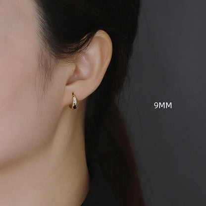 100% 925 Sterling Silver 18K 6/7/8/9/10mm Round Hoop Earrings for Women Classic Fine Jewelry Minimalist Accessories