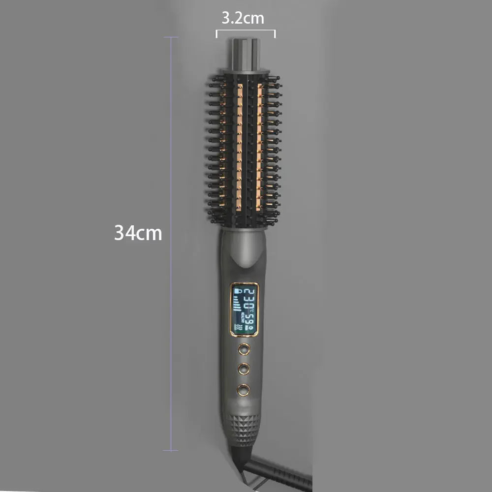 3-In-1 Hair Curler Straightener Anti-Scald Curling Iron Brush Ceramic Ionic Hair Heated Round Brush Electric Curling Wand