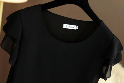 Fashion Brand Summer Oversized Loose and Thin Casual Blouse Top Short Sleeve Chiffon Top White Blouse Green Women’s Tops M-6XL