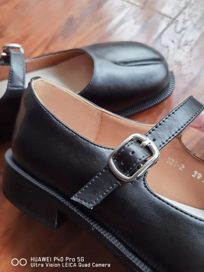 Fashion Women's Shoes New High Quality Leather Split Toe Mary Jane Shoes Comfortable Low Heel Women Shoes Lolita