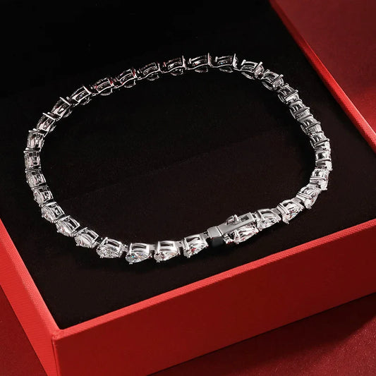 3*5MM D Color Full Water Water Drop Moissanite Bracelet 100% 925 Sterling Silver For Women Party Fine Jewelry
