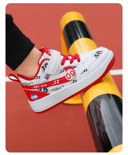 Cute girls and boys basketball shoes school activities children's casual shoes low-cut shoes autumn and winter new leather shoes
