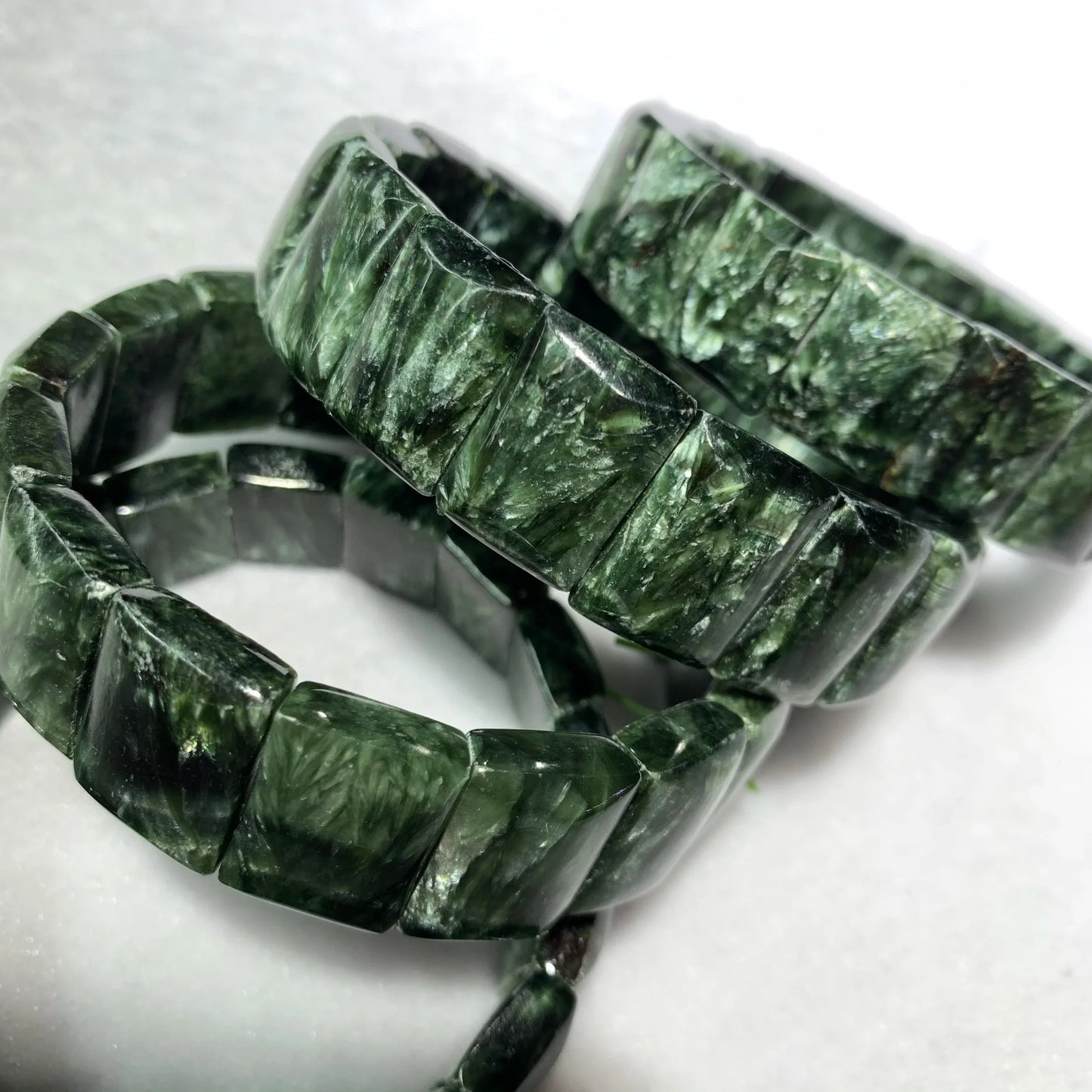 Russian Seraphinite (Clinochlore) Beads Elastic Bracelet Natural Gemstone Jewelry Bangle for Women for Men for Gift Wholesale !