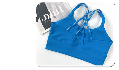2 Pieces Yoga Set Women Gym Set Workout Clothes Sports Suits High Waist Leggings Cross Straps Fitness Bra Running Tracksuit👚👍️